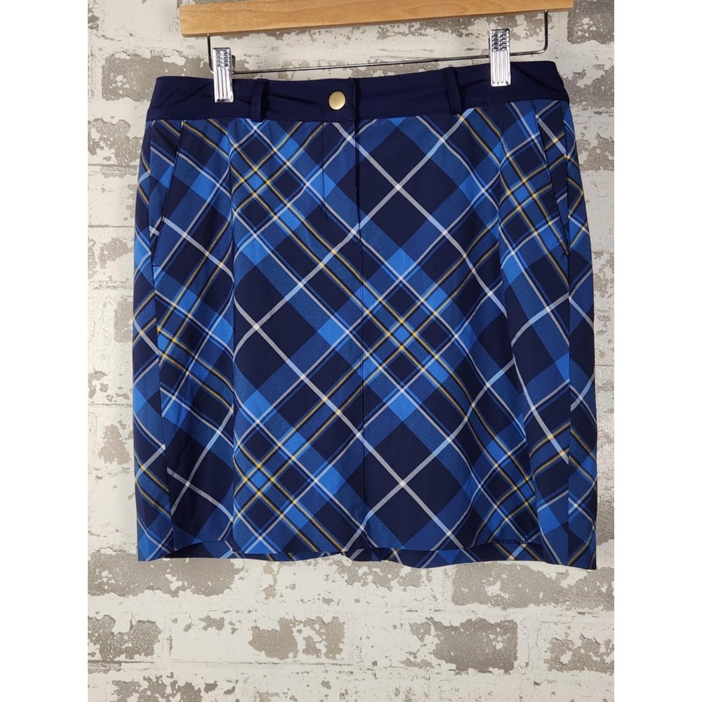 Lady Hagen Skort Womens Size 4 Blue‎ Plaid Tennis Golf Stretch Zipper